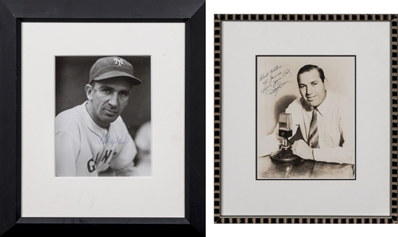 Lot of (2) 1930s Hall of Fame Pitchers Autographed Framed Photos (14 x 16 & 16 x 18 Frames) - Carl Hubbell & Dizzy Dean (JSA & Beckett)